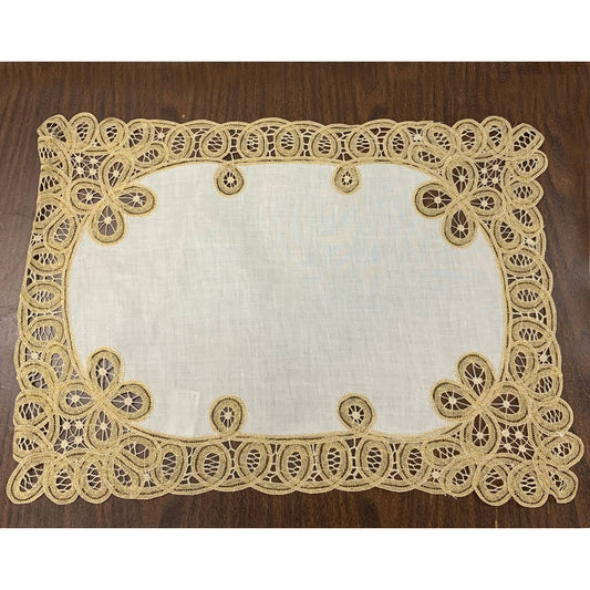 Handmade Battenburg Lace Gold Placemat