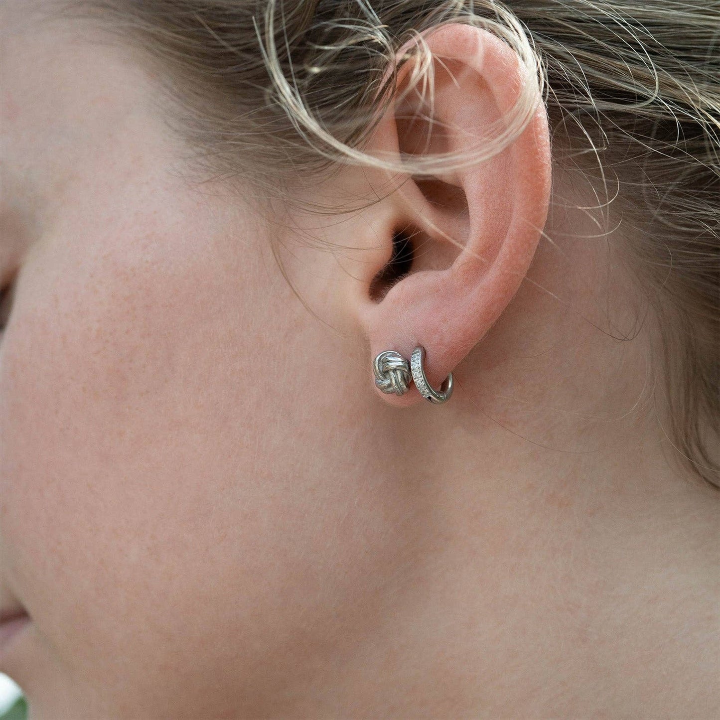 18K Gold PVD Stainless Steel CZ Mini Huggie Earrings: Stainless
