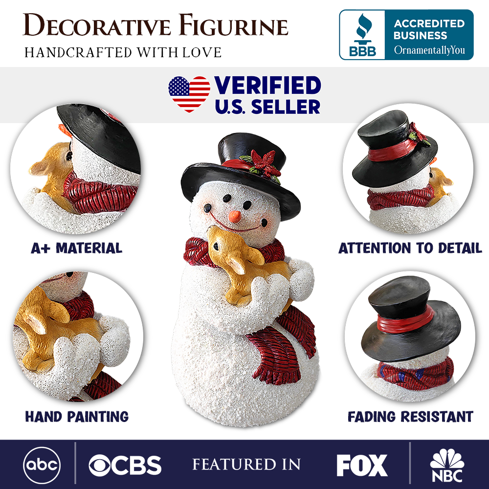 Enchanting Snowman and Fawn Home Holiday Decoration