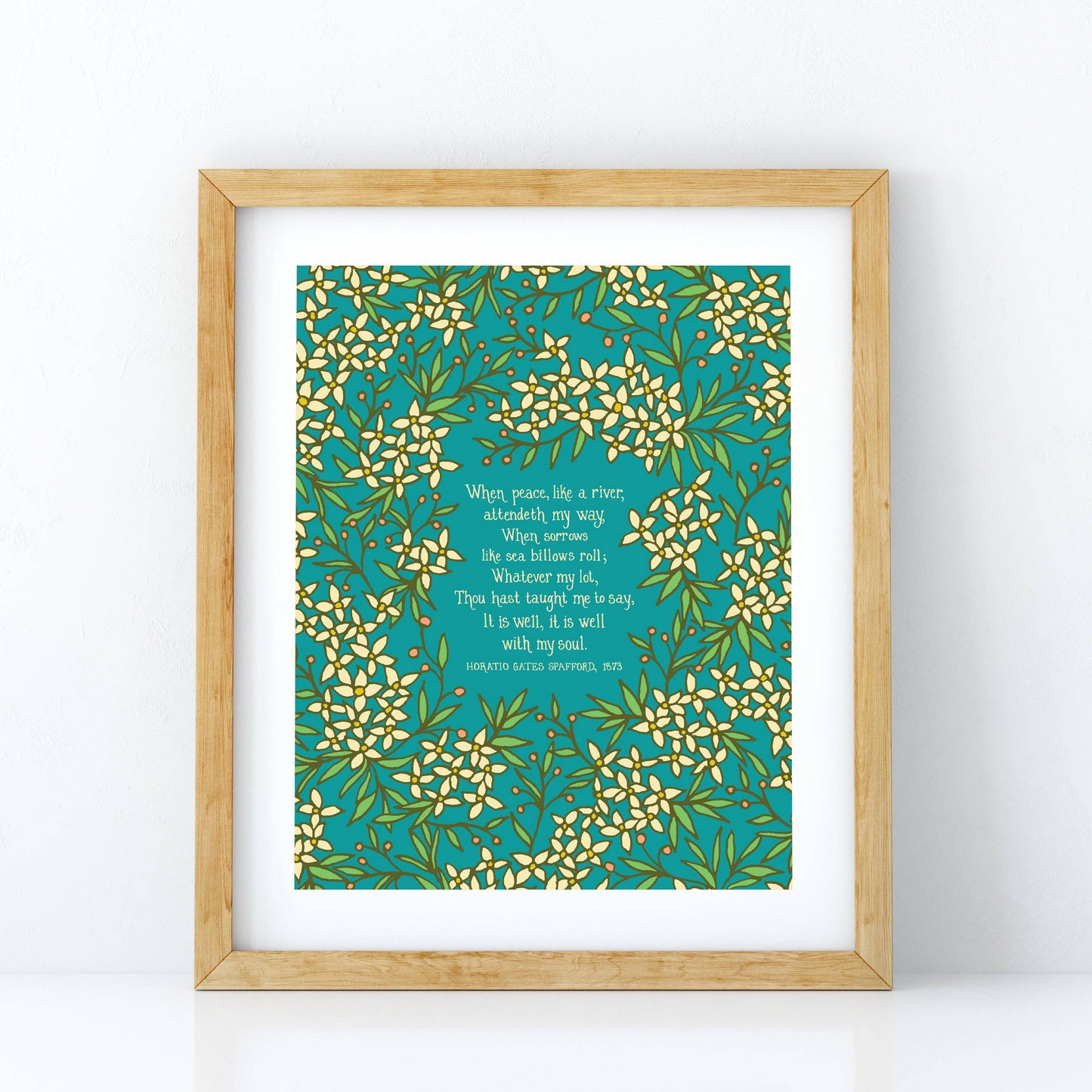 It Is Well With My Soul Hymn Art Print - Bright Blue